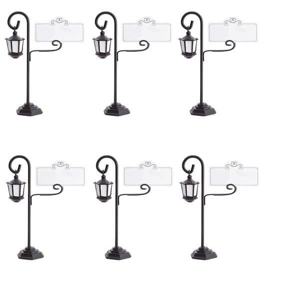 SJYYTT Business Card Holder Street Lamp Table Number Holders Note Clamps Table Sign Holder Mini Card Holder Table Sign Stands Resin and Iron Wire Reception Table Wedding Supplies(6Pc) Street Lamp Pla