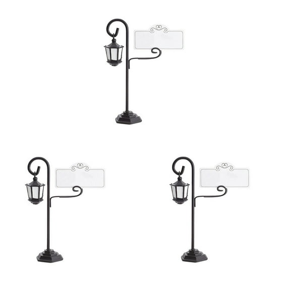 SJYYTT Business Card Holder Street Lamp Table Number Holders Note Clamps Table Sign Holder Mini Card Holder Table Sign Stands Resin and Iron Wire Reception Table Wedding Supplies(3Pc) Street Lamp Pla