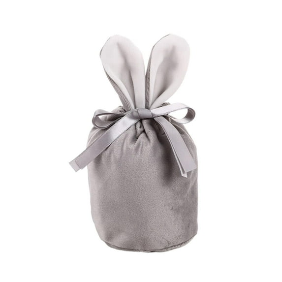 SJYYTT Easter Bunny Gift Bags with Drawstring Rabbit Ear Velvet Bag Easter Bunny Candy Treat Bag Bunny Party Favors Easter Egg Hunt Prizes for Baby Basket Stuffers Easter Gifts Bags Easter Bunny Ear