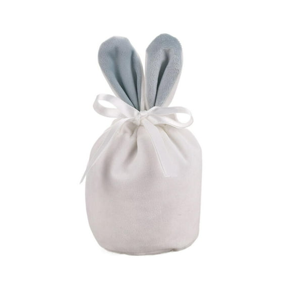 SJYYTT Easter Bunny Gift Bags with Drawstring Rabbit Ear Velvet Bag Easter Bunny Candy Treat Bag Bunny Party Favors Easter Egg Hunt Prizes for Baby Basket Stuffers Easter Gifts Bags Easter Bunny Ear