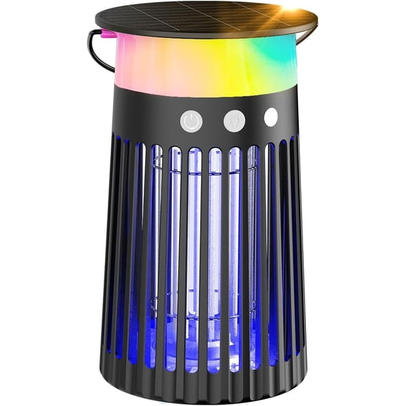SJZ-091 Solar Bug Zapper Portable Outdoor Waterproof Mosquito Killer Light Indoor Home Rechargeable Fruit Fly Trap Lamp 4200V Electric Gnat Traps for Room Garden Courtyard Kitchen Camping Patio