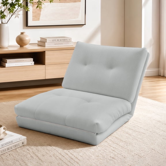 SJZNOI Foldable Corduroy Floor Sofa Bed, Convertible Lazy LoungeChair Bed, Portable Adjustable Reclining Single SleeperCouch with High Density Foam for Living Room BedroomSmall Spaces, Apartment