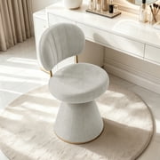 SJZNOI Vanity Chair with Back&Gold Frame, 360 Swivel Vanity Stoolfor Dressing Room, Comfy Accent Chair No Wheels forMakeup Bedroom,Living Room, Grey 18.1inch