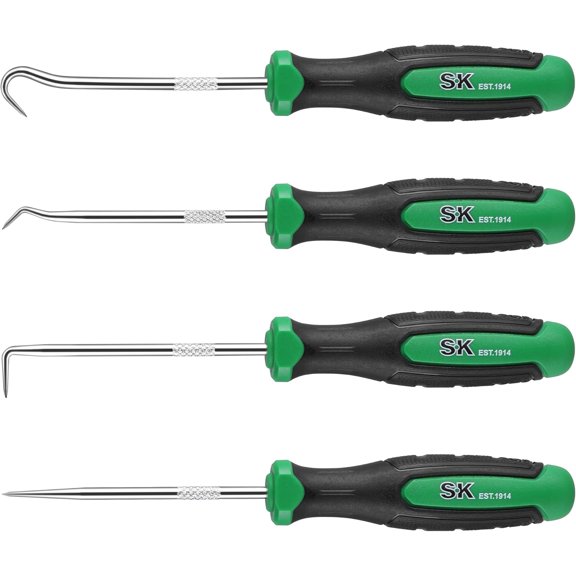 SK 4 Piece Hook and Pick Set, Straight Pick, Offset Pick, 90Pick and Hook, Ideal for Auto and Electronics Maintenance Tools