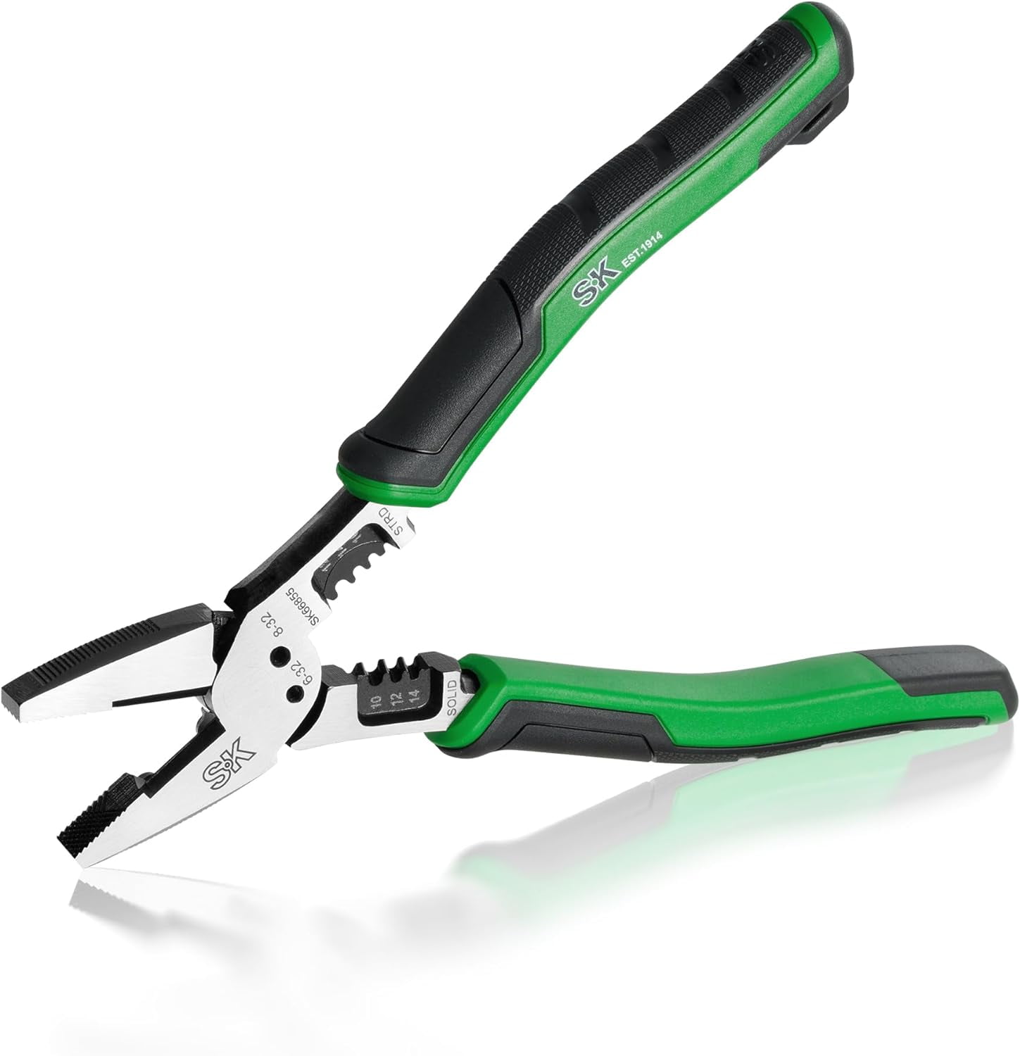 SK 8-Inch Multi-use Linesman Pliers, 6 IN 1, Premium CR-V Steel Construction, Ergonomic Non-slip Handle for Comfortable Grip