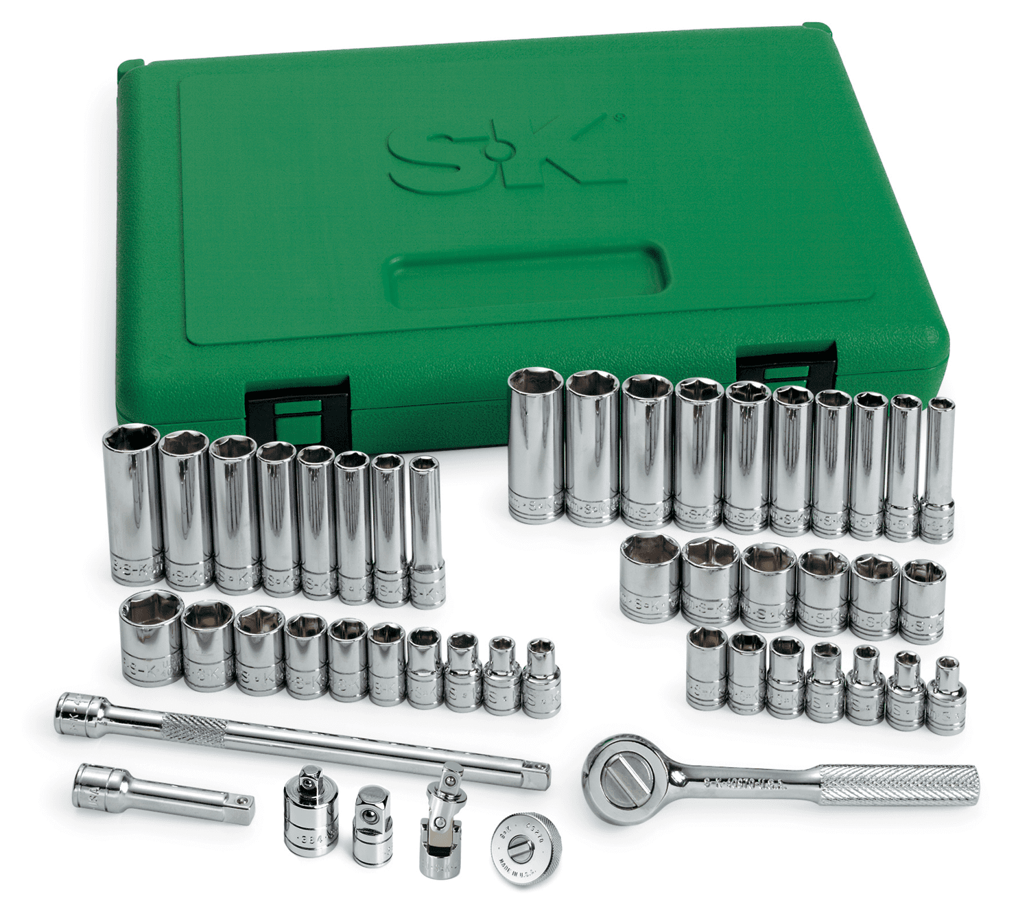 SK 91848 Fractional Socket Set – 48-Piece Metric Assortments, Durable, Corrosion Resistant Impact Units. Universal Joint Socket Set