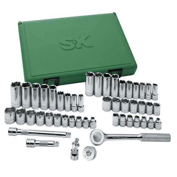 SK 94549 Fractional Socket Set - 3/8-In. Drive 6 Point Metric Tools, 49-Piece Plastic Socket Case. SuperKrome Finish Fractional Handtools