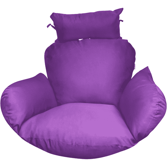 SK CHUMRA Egg Chair Cushion Hanging Basket Chair Pads Wicker Rattan Hanging Seat Cushion Nonslip Soft Headrest & Armrest Outdoor Porch Backyard UV Resistant Patio Hammock Swing Cushions (Purple)