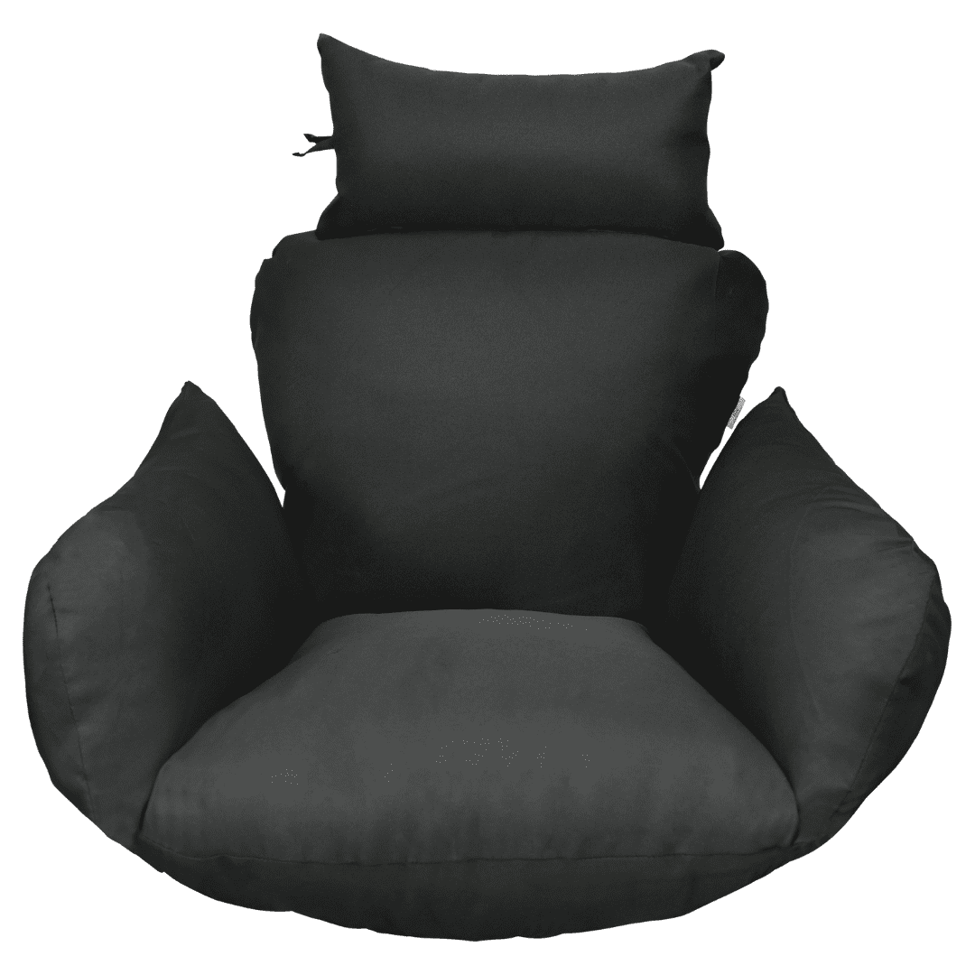 SK CHUMRA Egg Chair Cushion Hanging Basket Chair Pads Wicker Rattan Hanging Seat Cushion Nonslip Soft Headrest & Armrest Outdoor Porch Backyard UV Resistant Patio Hammock Swing Cushions (Black)