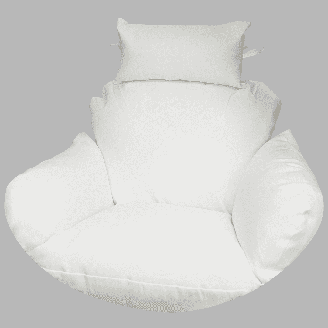 SK CHUMRA Egg Chair Cushion Hanging Basket Chair Pads Wicker Rattan Hanging Seat Cushion Nonslip Soft Headrest & Armrest Outdoor Porch Backyard UV Resistant Patio Hammock Swing Cushions (White)