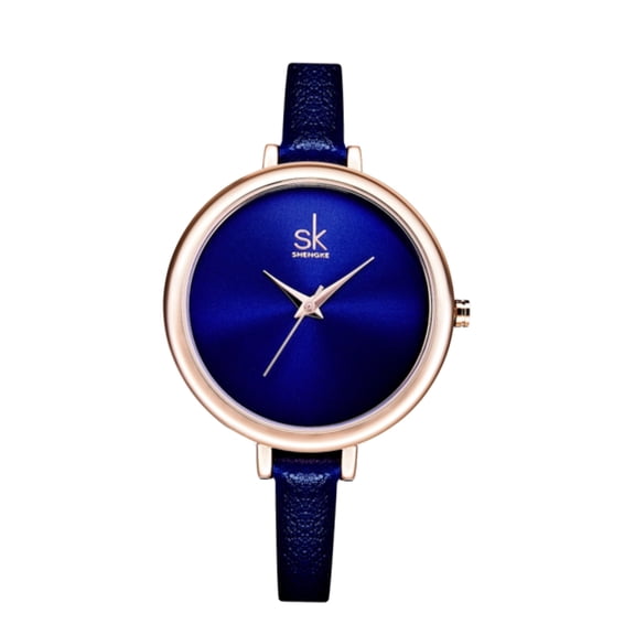 SK Elegant Minimalist Womens Watch, Slim Leather Strap