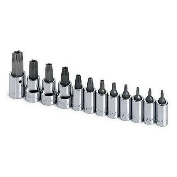 SK Hand Tool 19768 1/4" and 3/8" Dr Tamper-Proof Torx Socket Set, 12 Pc