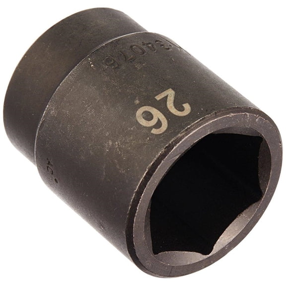 SK Hand Tool 34076 1/2-Inch Drive Standard Impact Socket, 26mm