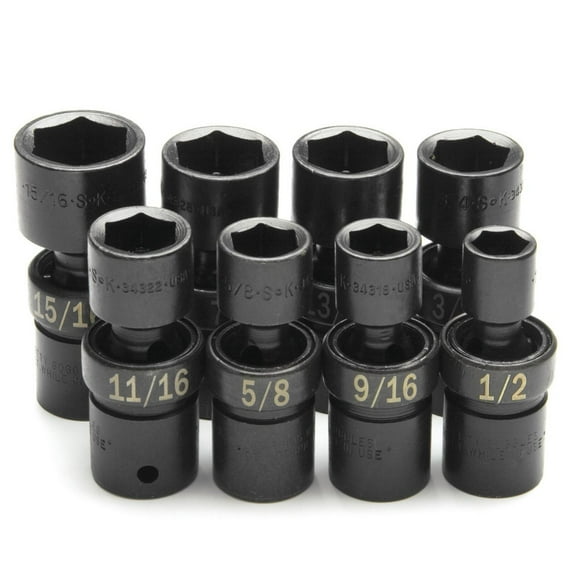 SK Hand Tool 34301 8-Piece 1/2 in. Drive 6-Point Swivel SAE Impact Socket Set