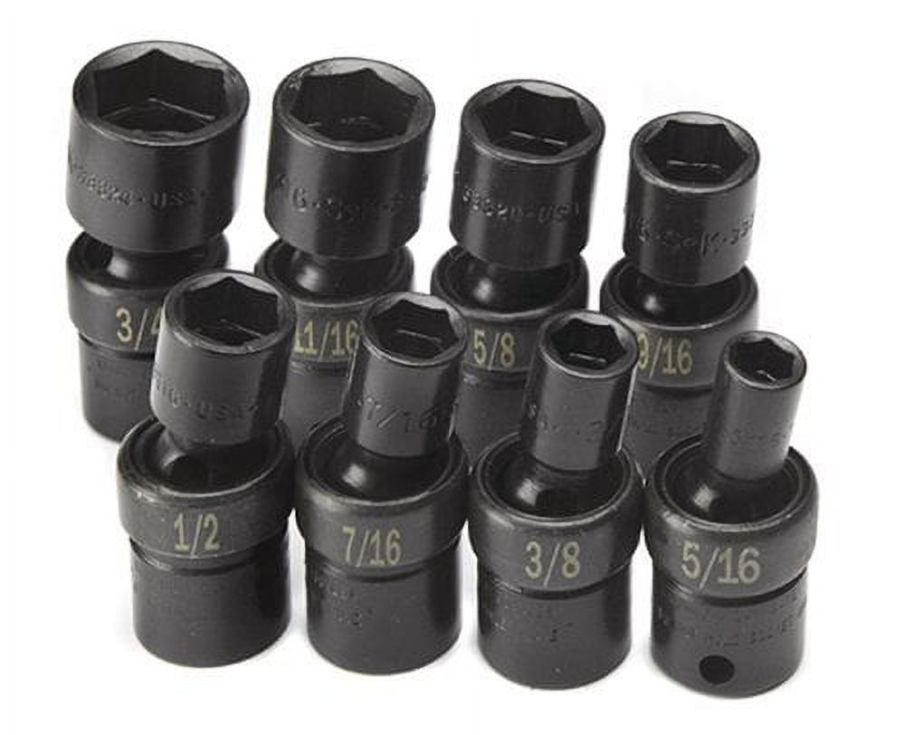 SK Hand Tools 33300 8-Piece 3/8-Inch Drive 6 Point Swivel Fractional Impact Socket Set - image 1 of 1