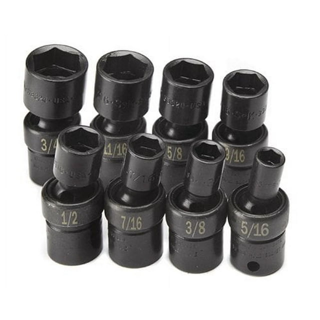 SK Hand Tools 33300 8-Piece 3/8-Inch Drive 6 Point Swivel Fractional Impact Socket Set