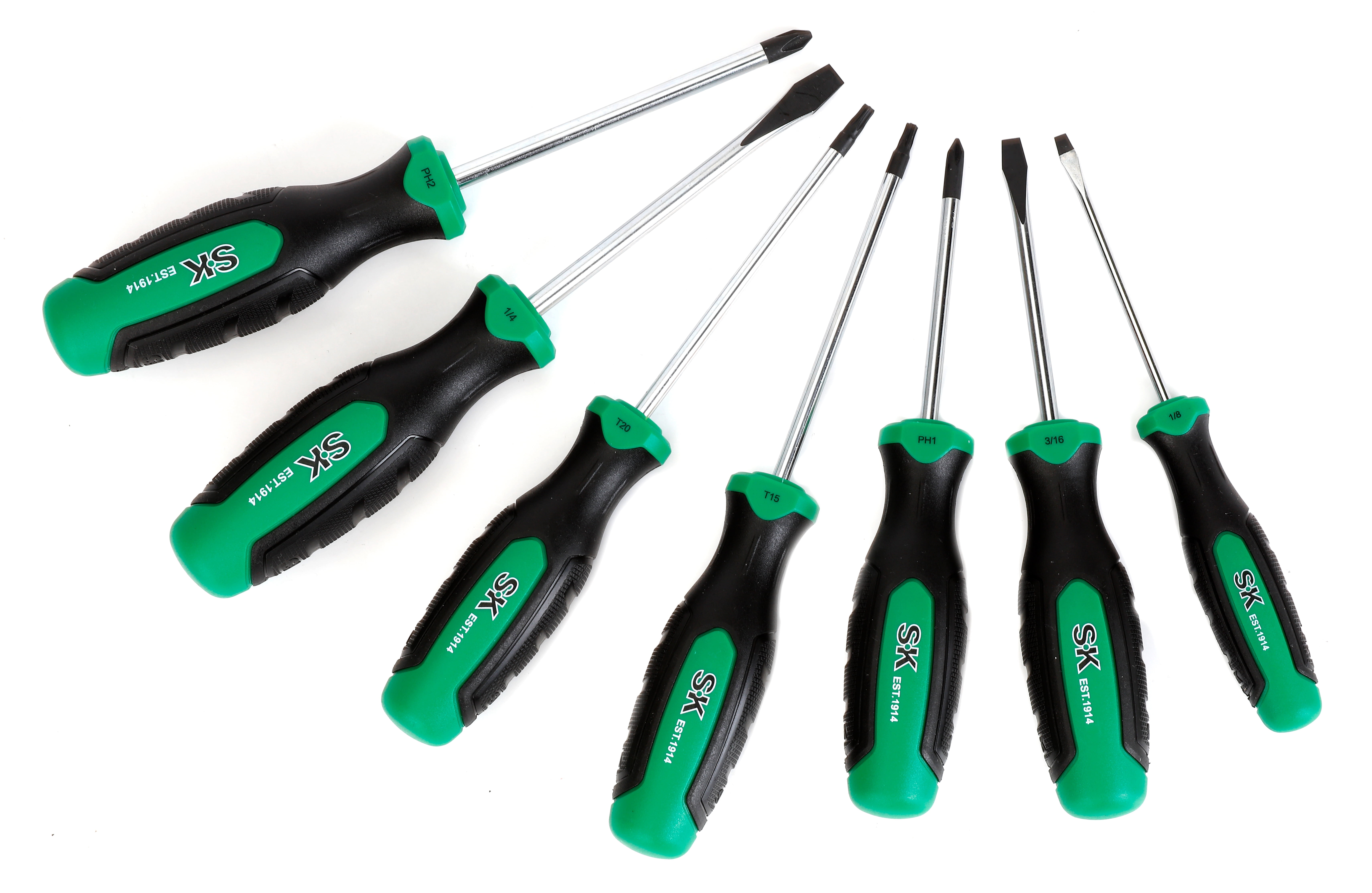 SKW★ SK Hand Tools SK01335 7 Piece Screwdriver Set with 360 Degree
