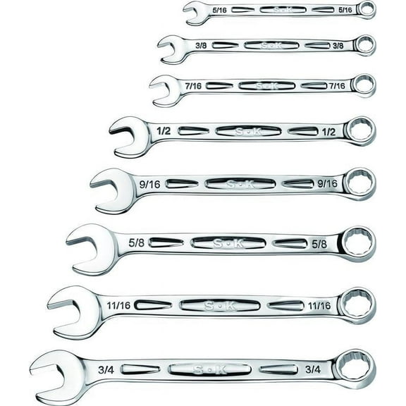 SK Hand Tools SK01365 8-Piece SAE Combination Wrench Set, 360 Degree Rotation