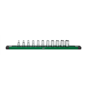 S K Hand Tools 1/4" Drive, 11 Piece, 6 Point, Shallow, Metric Chrome Socket Set. Packaged on a Rail