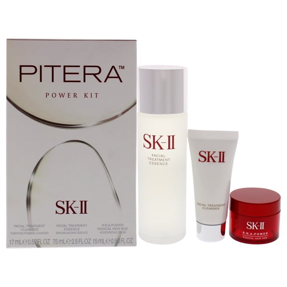 Pitera Power Kit by SK-II for Unisex - 3 Pc 2.5 oz Facial Treatment Essence, 0.57 oz Facial Treatment Cleanser, 0.52 oz