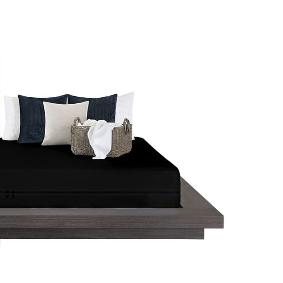 SK LINEN 400 Thread Count, Zipper Fitted Sheet 1 Piece, 8" Deep Pocket, Extra Soft & 100% Microfiber Bed Mattress Cover & Protectors with Zip Fastening, Navy Blue Solid, Queen 60" X 80"