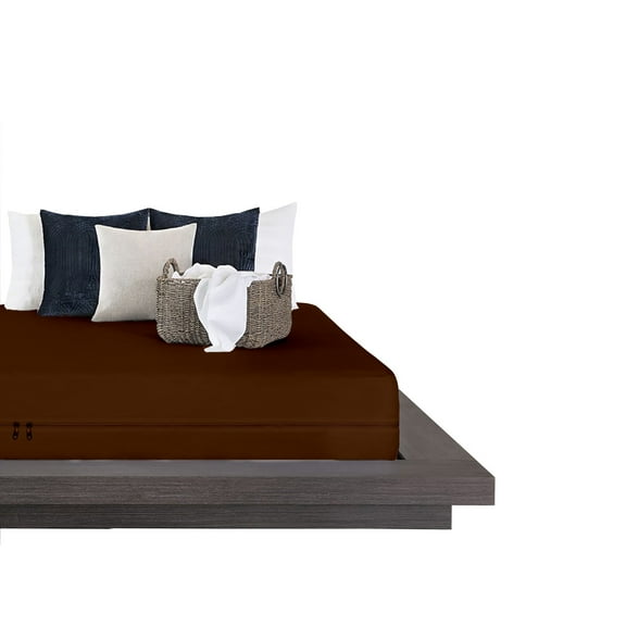 SK LINEN All Season Fitted Sheet - 400 Thread Count Microfiber - Fitted Sheet Zipper Closure - Sized Olympic Queen 66" X 80" - 15" Pocket ( Color - Chocalate )