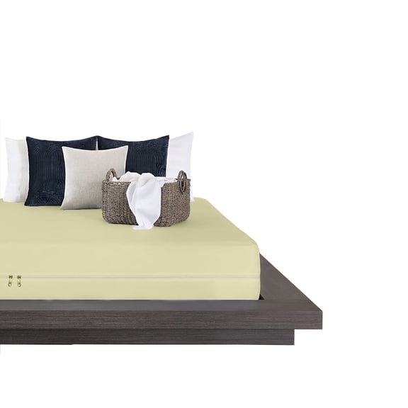 SK LINEN Zipper Fitted Sheet Full 54"X 75" - 21" Deep Pocket, 400 Thread Count Microfiber 1 Piece Zipper Sheet Super Soft and Easy to Put - Full Size Fitted Sheet - Ivory Color