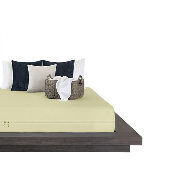 SK LINEN Zipper Fitted Sheet Twin 39"X 75" - 21" Deep Pocket, 400 Thread Count Microfiber 1 Piece Zipper Sheet Super Soft and Easy to Put - Twin Size Fitted Sheet - Ivory Color