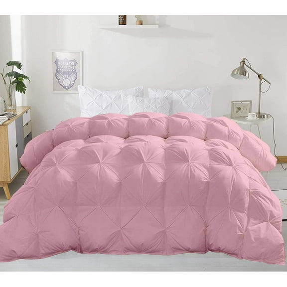 SK Linen Comforter Queen/Full/Full XL Sized 88 by 88 inch Baby Pink 100% Microfiber Fabric, 1 Piece Quiled Pinch Pleated Comforter (Comforter Cover Not Included)