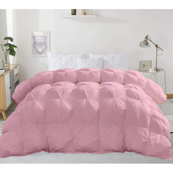 SK Linen Comforter Twin/Twin XL Sized 68 by 90 inch Baby Pink 100% Microfiber Fabric, 1 Piece Quiled Pinch Pleated Comforter (Comforter Cover Not Included)