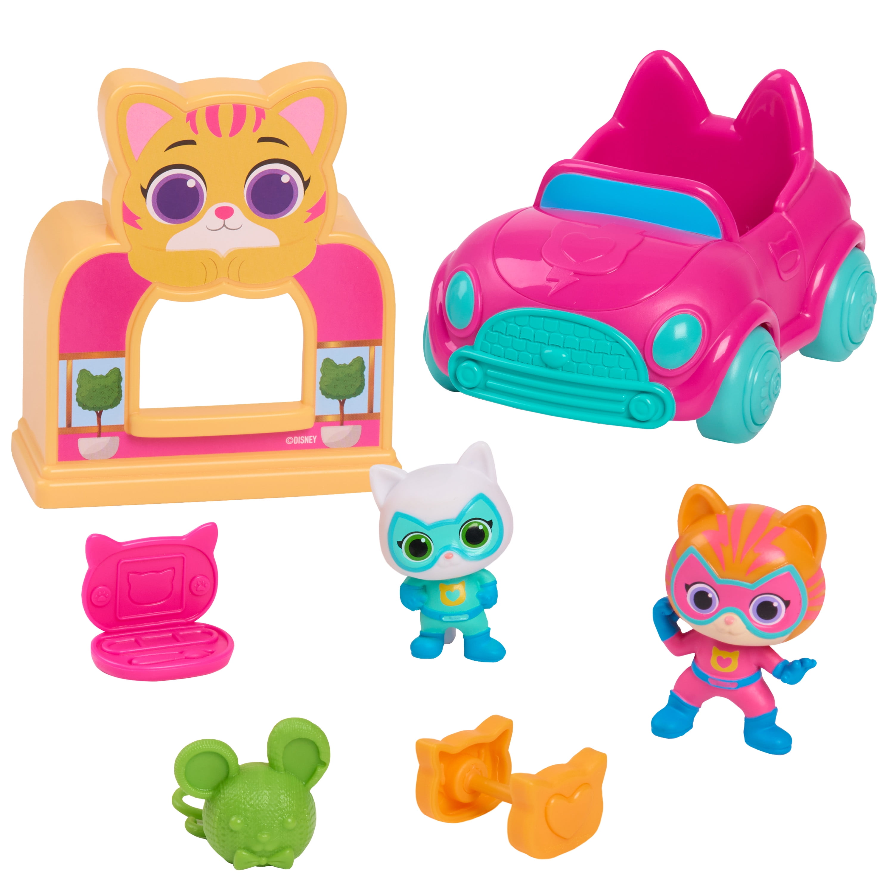 Disney Jr. SuperKitties Mini Playset, 7-pieces, Toy for Kids Ages 3 and up