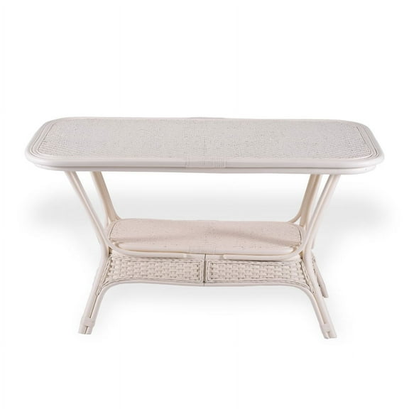 SK New Interiors Alexa Dining Oval Table White Color Natural Rattan Wicker Handmade Design