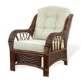 thumbnail image 1 of SK New Interiors Alexa Living Armchair Dark Walnut Color Natural Rattan Wicker Handmade Design with Cushion, 1 of 9