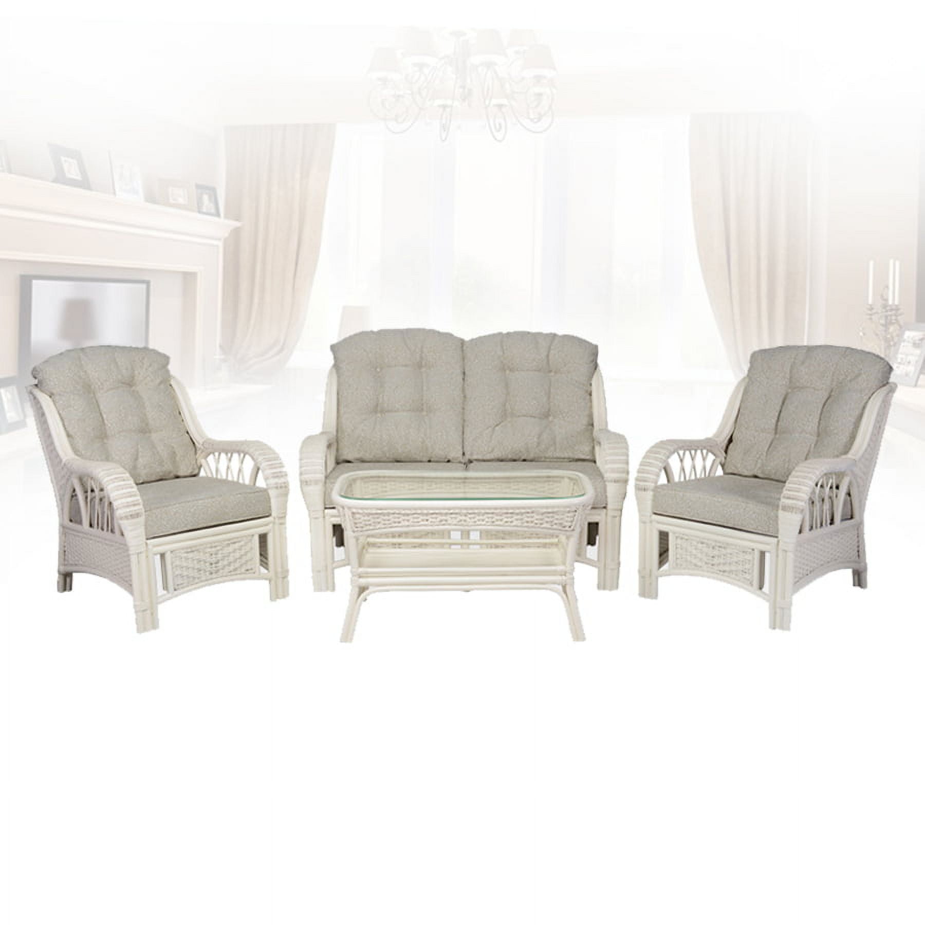 SK New Interiors Alexa Rattan Wicker Living Room Set 4 Pieces: 2 Lounge ...