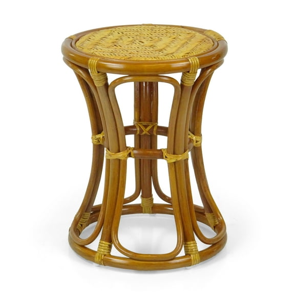 SK New Interiors Breeze ECO Natural Rattan Wicker Stool Plant Stand Handmade Design, Colonial