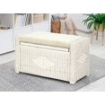 thumbnail image 1 of SK New Interiors Bruno Rectangular Chest Ottoman  32" ECO Natural Rattan Wicker Handmade w/ Cushion, White Wash, 1 of 6