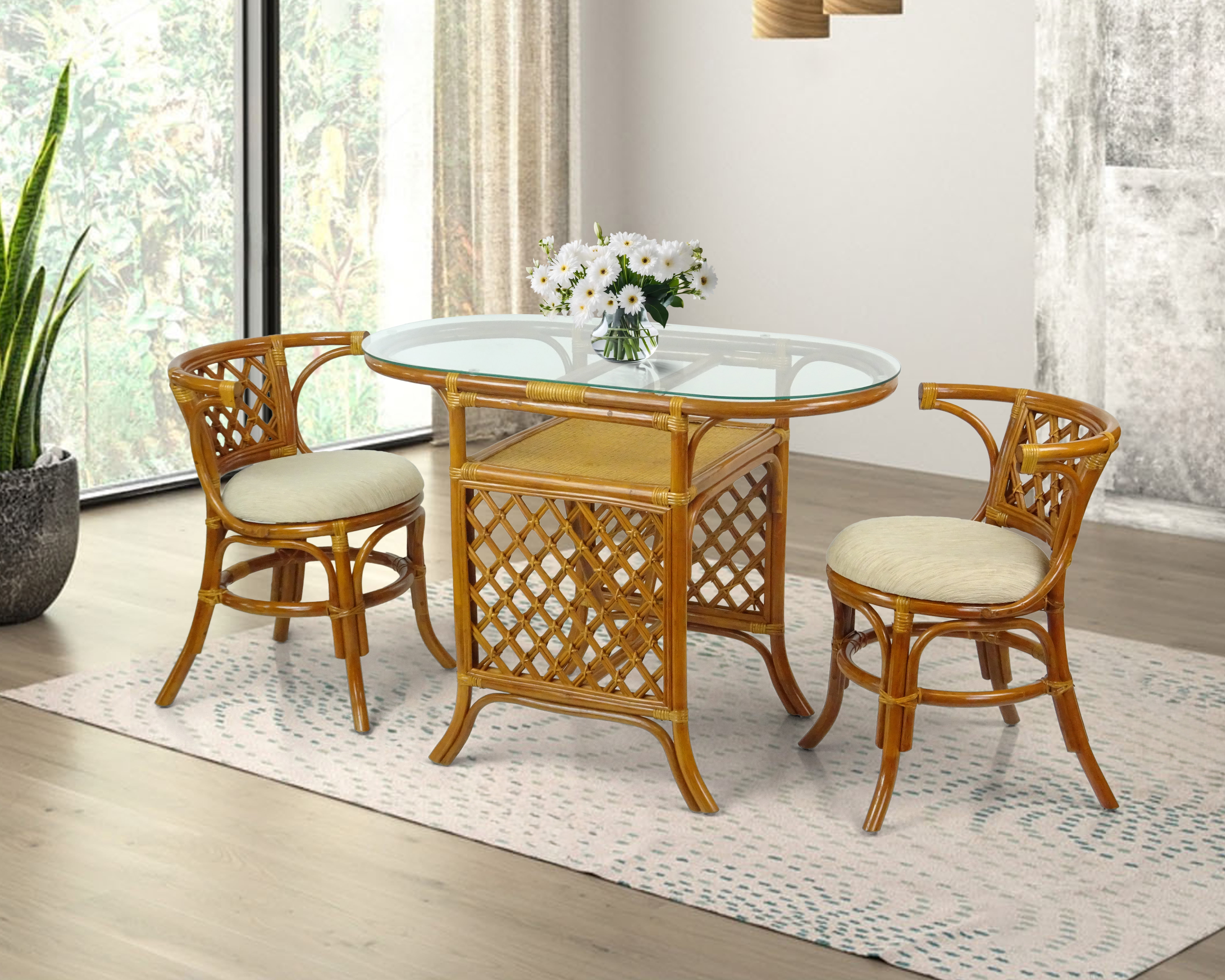 Cane breakfast table and 2 chairs discount