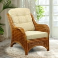 thumbnail image 1 of SK New Interiors Jam Lounge ArmChair ECO Natural Rattan Wicker Handmade Cream Cushions, Colonial Color, 1 of 5