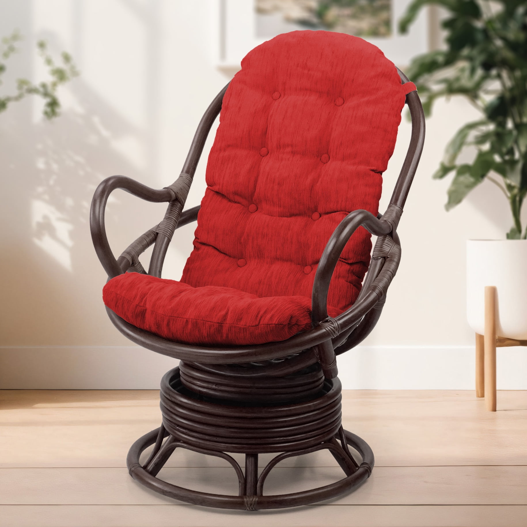 SK New Interiors Java Swivel Rocking Lounge Chair Natural Rattan Wicker ...