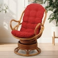 thumbnail image 1 of SK New Interiors Java Swivel Rocking Lounge Chair Natural Rattan Wicker with Burgundy Cushion, Colonial, 1 of 6
