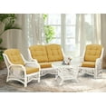 thumbnail image 1 of SK New Interiors Malibu Set of 2 Natural Rattan Wicker Lounge Chairs, Loveseat w/Light Brown Cushion and Coffee Table w/Glass, White Color, 1 of 6