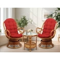 thumbnail image 1 of SK New Interiors Set of 2 Swivel Rocking Java Lounge Chairs Natural Rattan Wicker Handmade w/ Burgundy Cushion and Round Coffee Table, Colonial, 1 of 9