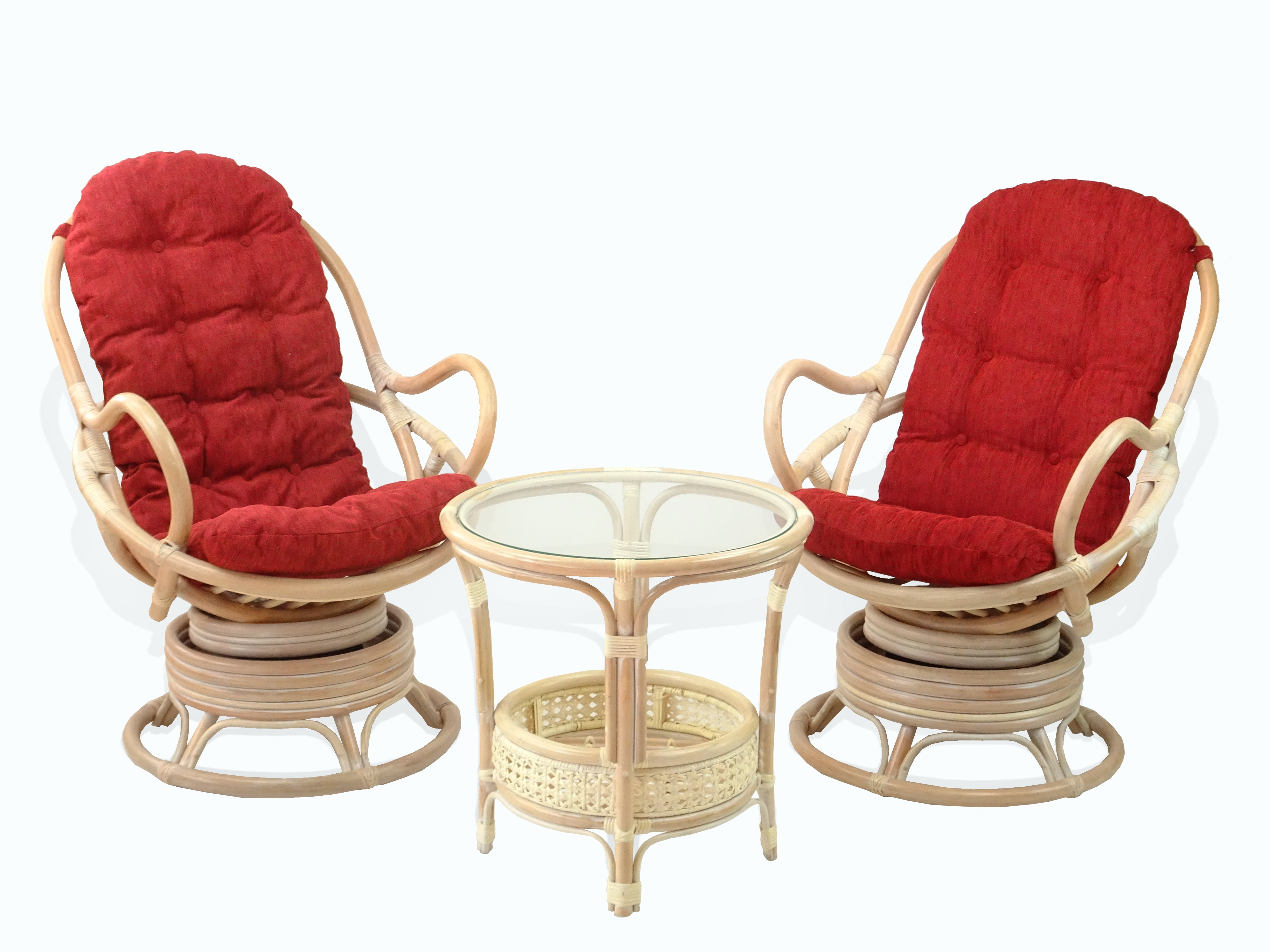 SK New Interiors Set of 2 Swivel Rocking Java Lounge Chairs Natural ...