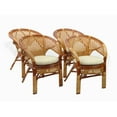 thumbnail image 1 of SK New Interiors Set of 4 Pelangi ECO Natural Rattan Wicker Dining Armchairs Handmade Design, Colonial, 1 of 7