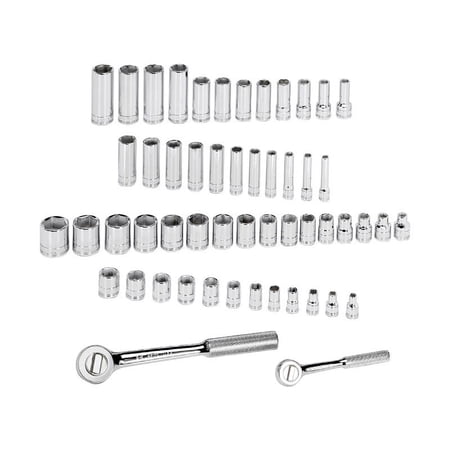 SK Professional Tools 1/4 And 3/8 In. Drive Metric 6 Point Socket and Ratchet Set 53 Pc.