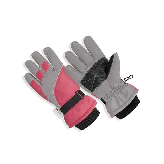 SK1010, Girls Premium Ski Gloves with Reflective Strip, Anti-Slip Grip, Thinsulate Lined, Water Repellent