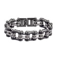 thumbnail image 1 of SK1125 Black/Silver Bike Chain Bracelet 3/4" Wide - Size 9", 1 of 1