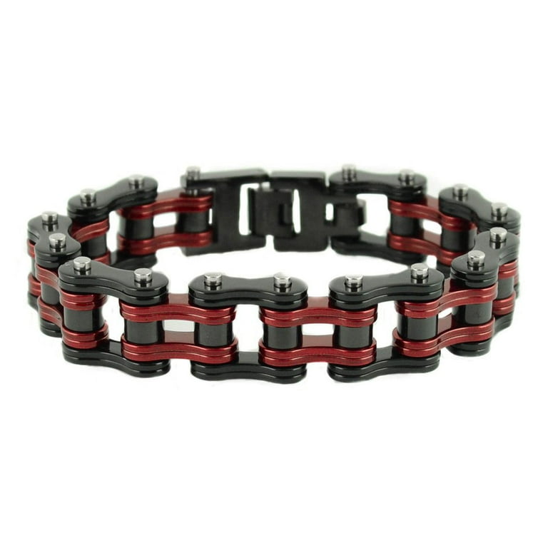 SK1819 Black Red blkRollers Bike Chain Bracelet 3 4 Wide Size 8.5 Walmart