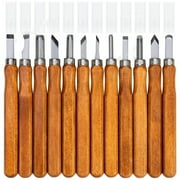 SK2 Carbon Steel Wood Carving Tools, 12-Piece Professional Hand Chisel Set with Ergonomic Wood Handles, for Sculpting, Whittling, and Crafting