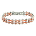 thumbnail image 1 of SK2002 Silver/Orange Mini Bike Chain Bracelet 3/8" Wide - Size 7.75", 1 of 2